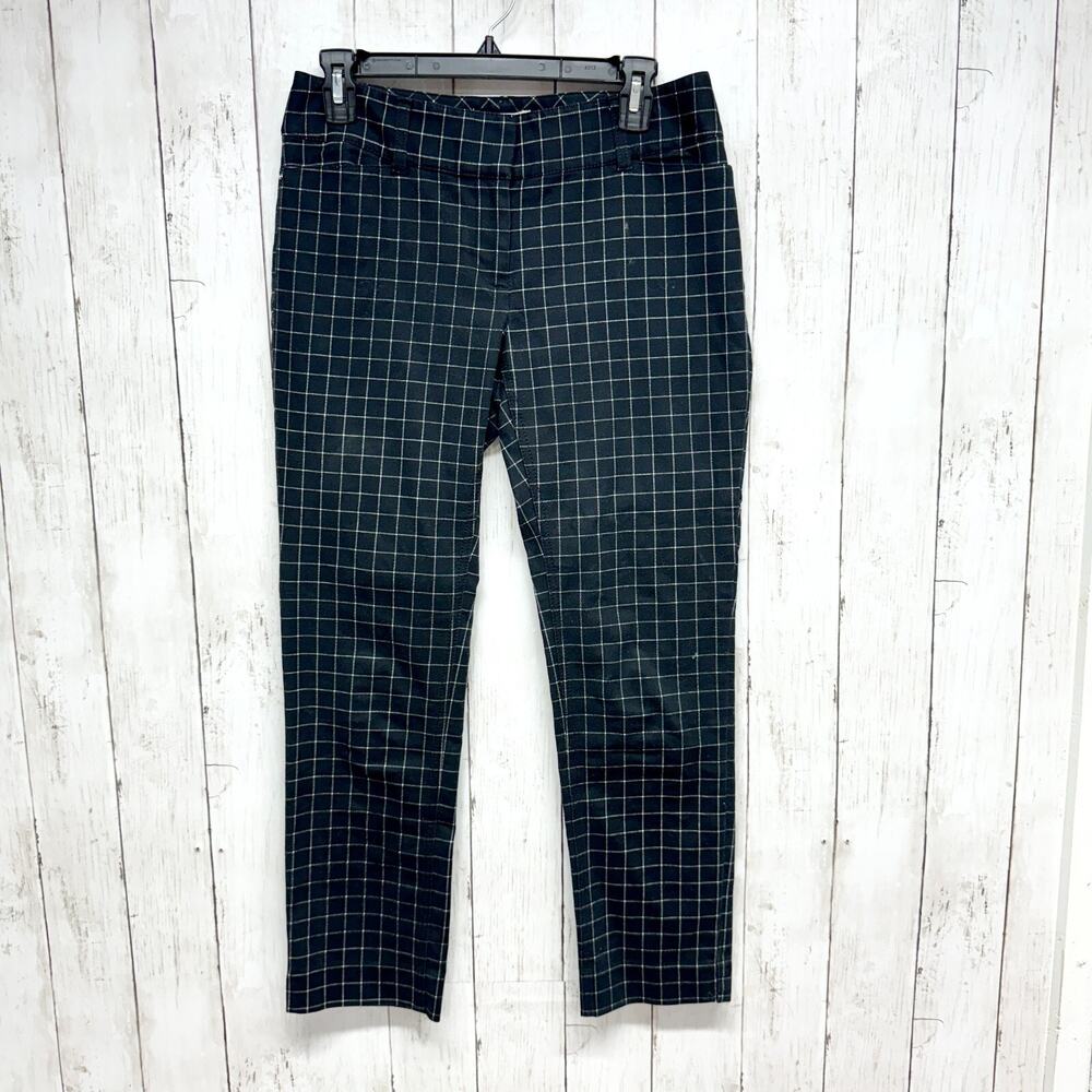 White‎ House Black Market Pants Women 4 Plaid Crop Slim Straight Business Casual
